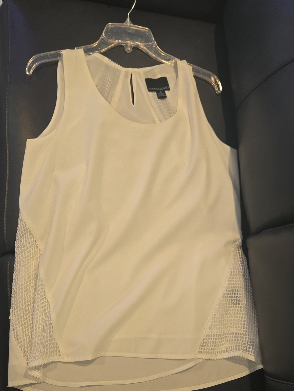 NWOT Cynthia Rowley Size Medium Ivory White Sleeveless Mesh-Panel Tank